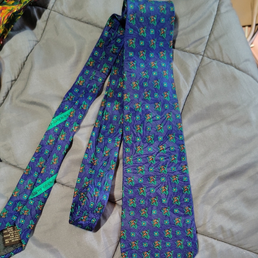 Givenchy Blue and Green Patterned Tie